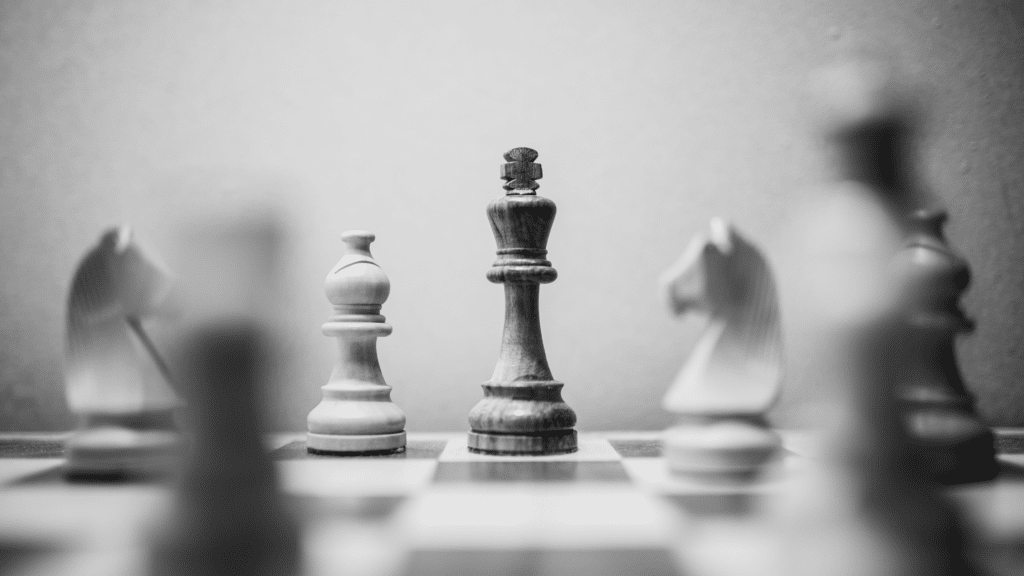 Chess board with chess pieces